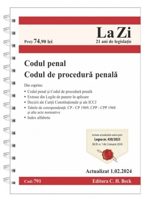 Codul penal si Codul de procedura penala -Cod 791 - Actualizat la 1.02.2024